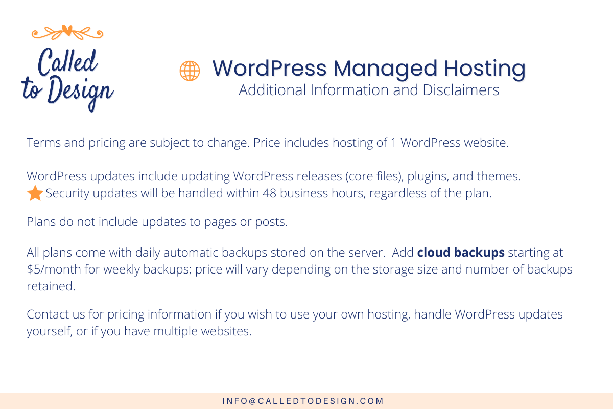 WordPress Managed Hosting - disclaimers